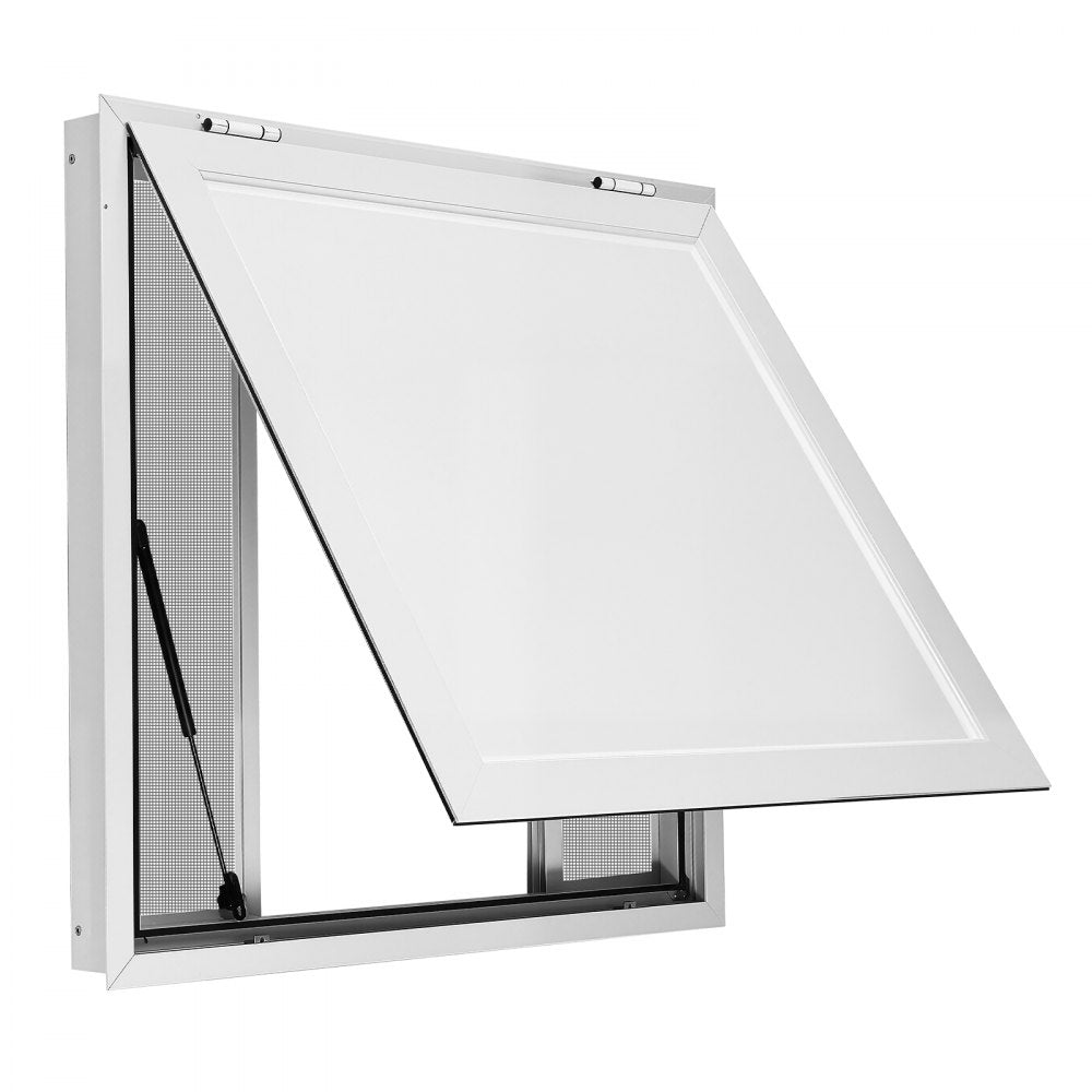 VEVOR Concession Window 36x36 in Aluminum Alloy Frame Service Window, for Food Truck, Up to 85 Degrees Stand Serving with 4 Sliding Screen Windows, Awning Door and Drag Hook, Rainwater Resistant