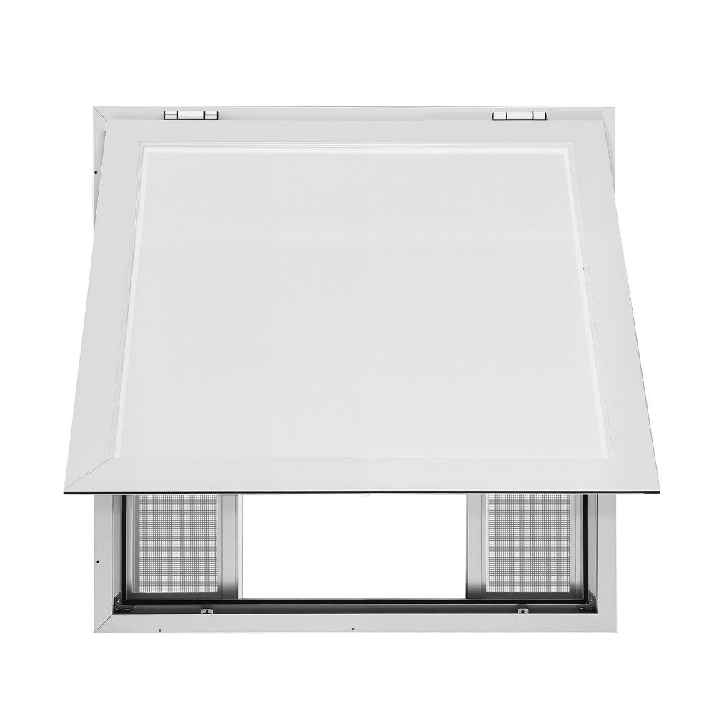 VEVOR Concession Window 36x36 in Aluminum Alloy Frame Service Window, for Food Truck, Up to 85 Degrees Stand Serving with 4 Sliding Screen Windows, Awning Door and Drag Hook, Rainwater Resistant