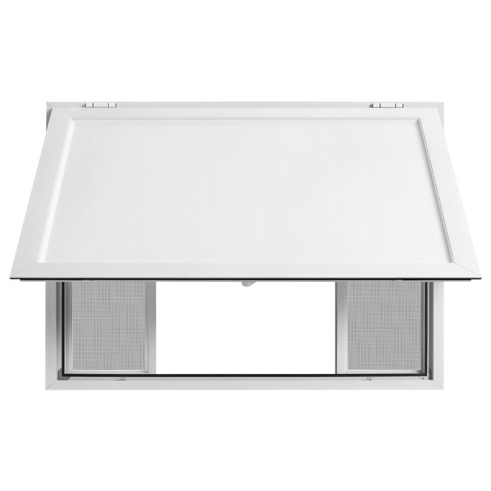 VEVOR Concession Window 48x36 in Aluminum Alloy Frame Service Window, for Food Truck, Up to 85 Degrees Stand Serving with 4 Sliding Screen Windows, Awning Door and Drag Hook, Rainwater Resistant