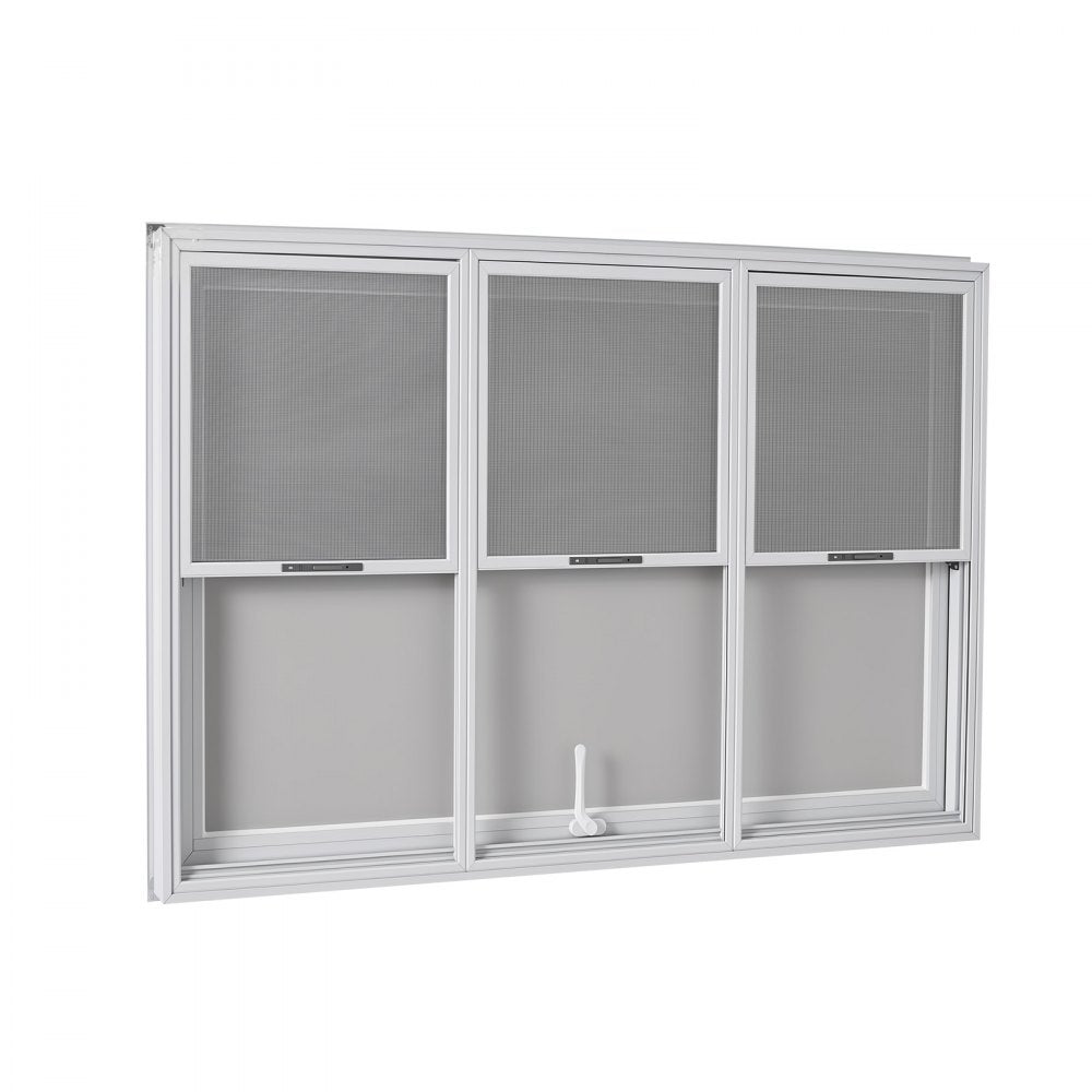 VEVOR Concession Window 64x40 in Aluminum Alloy Service Window, for Food Truck, Up to 85 Degrees Stand Serving with 3 Fixed & 3 Sliding Windows, Awning Door and Drag Hook, Rainwater Resistant