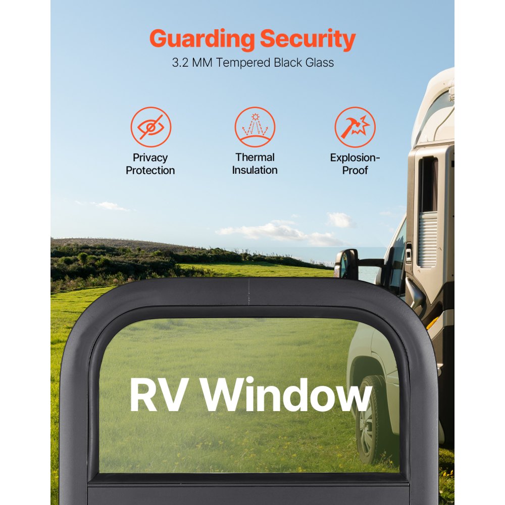 VEVOR Vertical RV Window, 14" W x 16" H Tinted Sliding RV Window with Net Screen & Trim Ring, Fit 15/16" - 1 3/4" Thickness Wall, RV Window Replacement for Teardrop Cargo Trailer Camper, DOT Approved
