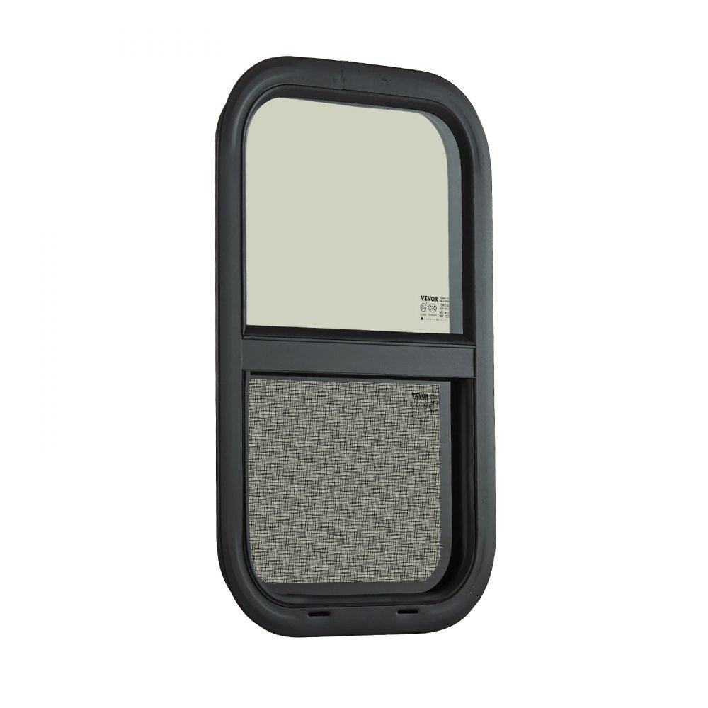 VEVOR Vertical RV Window, 14" W x 22" H Tinted Sliding RV Window with Net Screen & Trim Ring, Fit 15/16" - 1 3/4" Thickness Wall, RV Window Replacement for Teardrop Cargo Trailer Camper, DOT Approved