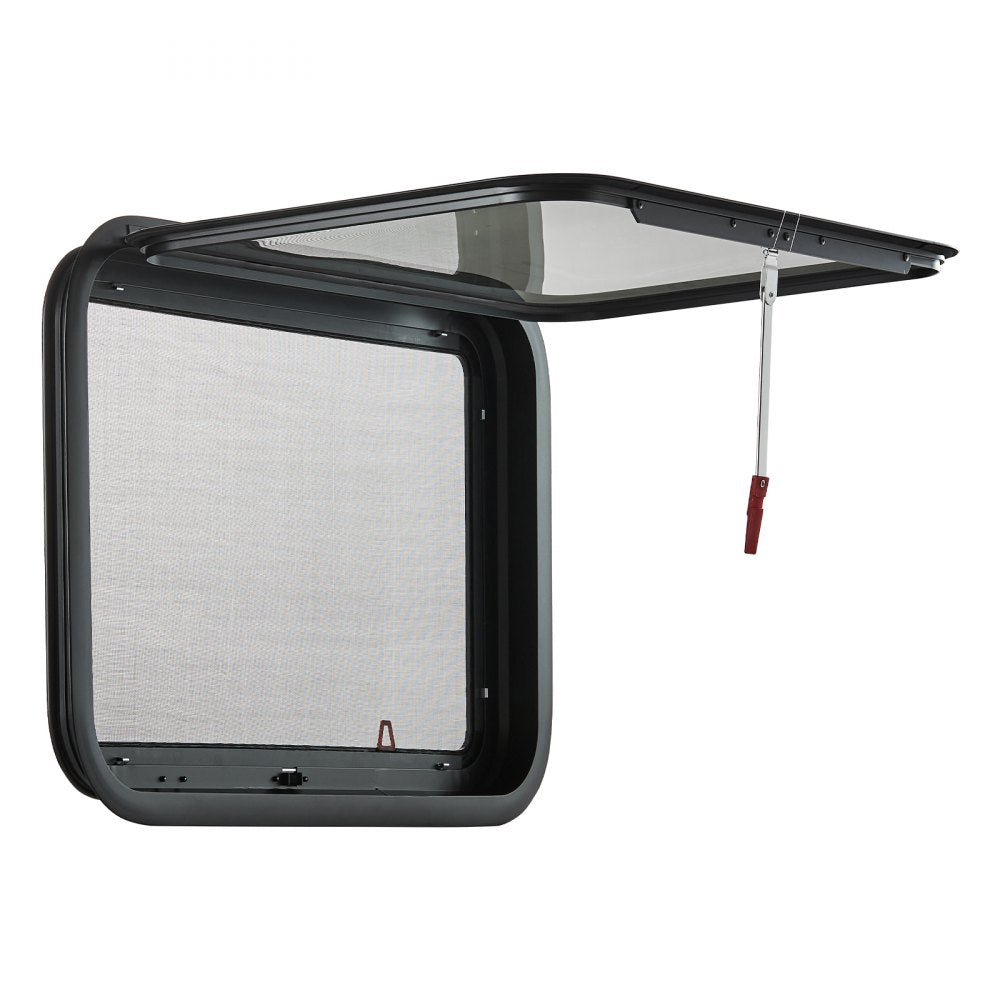 VEVOR RV Exit Window, 30" W x 20" H Tinted RV Window with Net Screen and Trim Ring, Fit for 1 1/4" - 1 13/16" Thickness Wall, RV Window Replacement for Teardrop Cargo Trailer Camper, DOT Approved