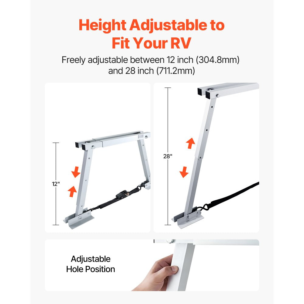 VEVOR Universal RV Stabilizer, RV Bumper Stabilizer for Trailers, Campers, Fifth Wheel, Compact Foldable Design for Easy Storage, Adjustable Height from 12 inch to 28 inch, Reduces RV Wobble, 2PCS