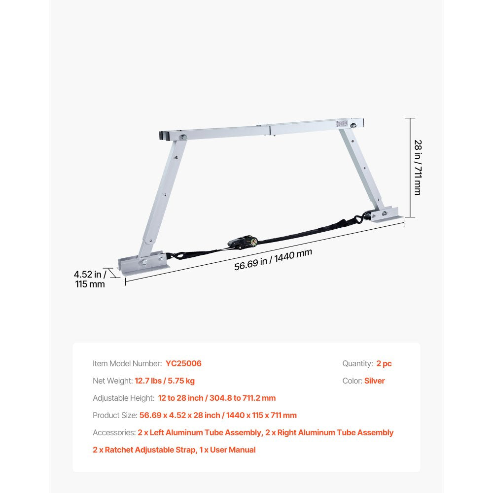VEVOR Universal RV Stabilizer, RV Bumper Stabilizer for Trailers, Campers, Fifth Wheel, Compact Foldable Design for Easy Storage, Adjustable Height from 12 inch to 28 inch, Reduces RV Wobble, 2PCS