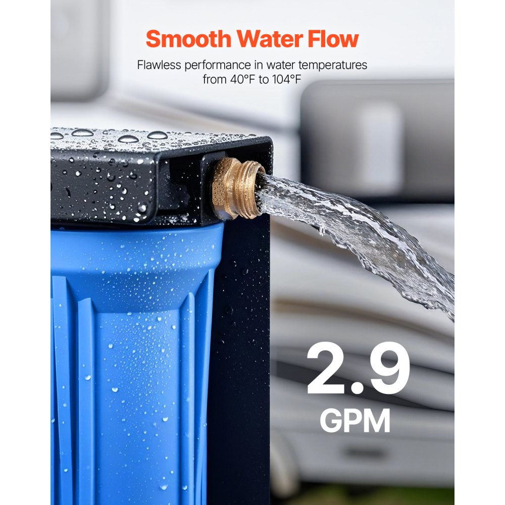 VEVOR RV Water Filtration System, 2-Cartridge Water Filter System for Campers, Remove Chlorine, Bad Tastes, Odors, and Most Contaminants, RV Filter with Bracket for RVs, Boats, Vans