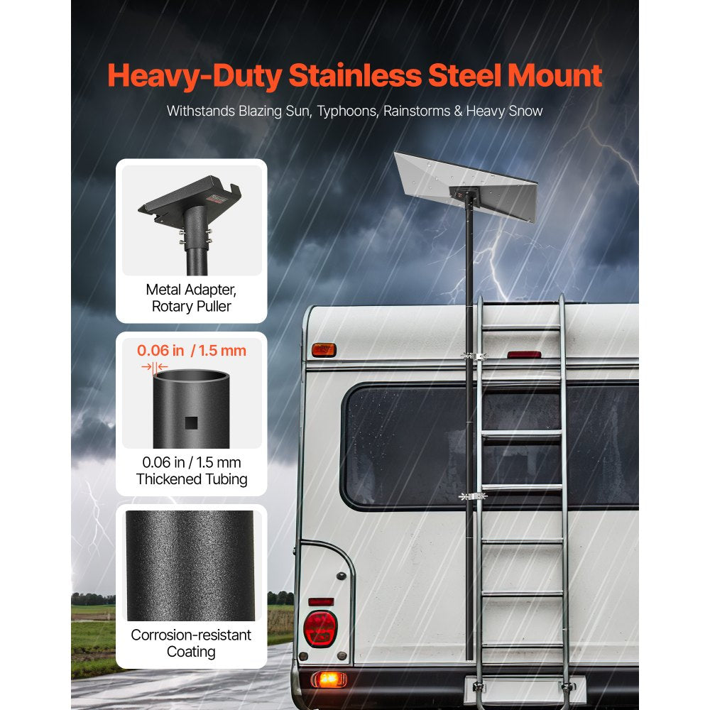 VEVOR Starlink RV Ladder Mount, 360°Adjustable Angle Mounting Standard Gen 3 Pipe Kit, Heavy-Duty Steel Extra Long Starlink RV Ladder Adapter, Compatible with Gen3 and V3, Easy to Assembly, Black