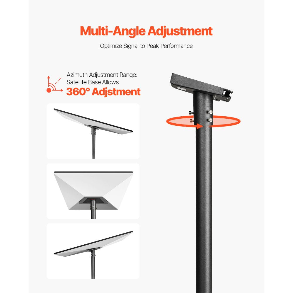 VEVOR Starlink RV Ladder Mount, 360°Adjustable Angle Mounting Standard Gen 3 Pipe Kit, Heavy-Duty Steel Extra Long Starlink RV Ladder Adapter, Compatible with Gen3 and V3, Easy to Assembly, Black