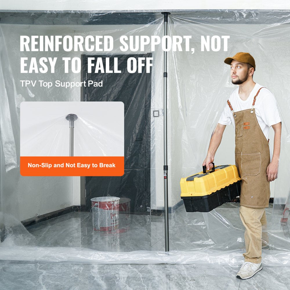 VEVOR Dust Barrier Poles, 12 Ft Dust Barrier System with 4 Telescoping Poles, 32.8x13.12 Ft Plastic Film, and Carry Bag, for Interior Decoration and Painting Projects