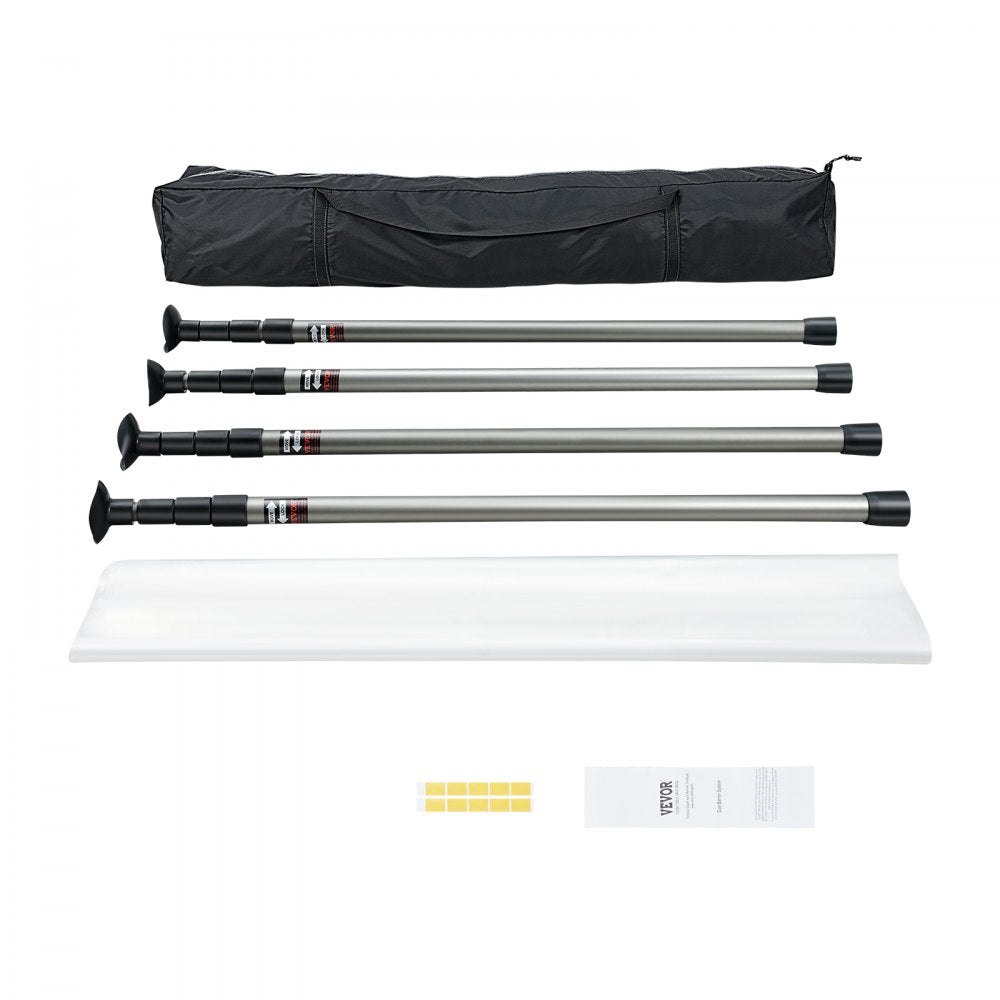 VEVOR Dust Barrier Poles, 12 Ft Dust Barrier System with 4 Telescoping Poles, 32.8x13.12 Ft Plastic Film, and Carry Bag, for Interior Decoration and Painting Projects