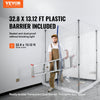VEVOR Dust Barrier Poles, 12 Ft Barrier Poles, Dust Barrier System with 4 Telescoping Poles, Carry Bag and 32.8x13.12 Ft Plastic Film, for Interior Decoration, Painting