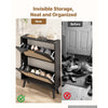VEVOR Rattan Shoe Cabinet, 6-Pair Shoe Organizer, 2 Flip Drawers, Slim for Entryway, Hallway and Living Room, Freestanding Narrow Shoes Wooden Rack, with 80 lb Top Surface and Tip-Over Restraint