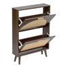VEVOR Rattan Shoe Cabinet, 6-Pair Shoe Organizer, 2 Flip Drawers, Slim for Entryway, Hallway and Living Room, Freestanding Narrow Shoes Wooden Rack, with 80 lb Top Surface and Tip-Over Restraint