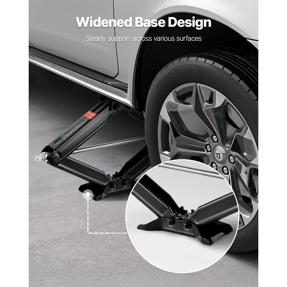 VEVOR 6500 lbs RV Scissor Jacks, 4-23.4 in RV Stabilizer Leveling Scissor Jacks, Set of 2, Heavy Duty Stabilizer Jack with Crank Handle, Socket and Bubble Levels, Not Easily Bent or Deformed