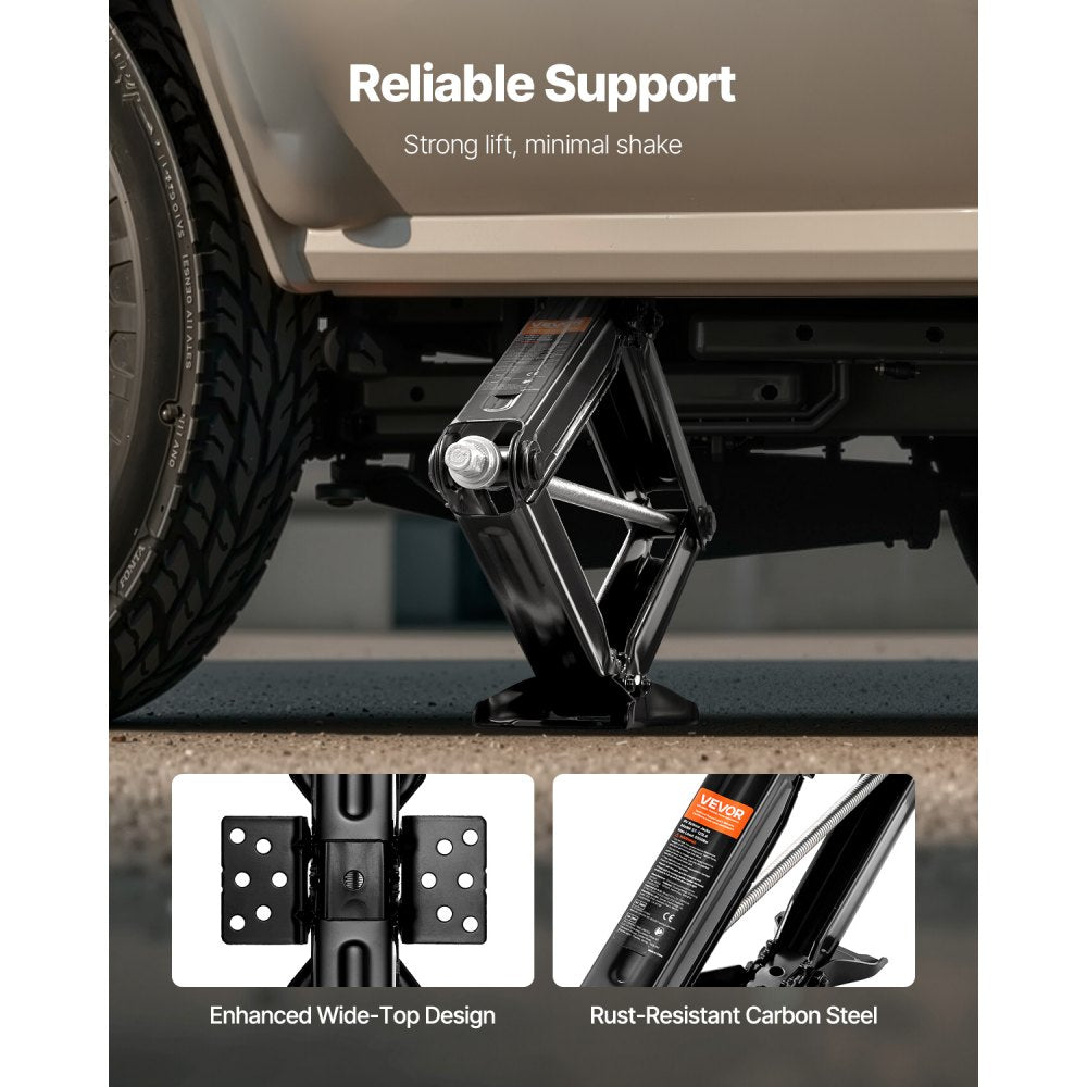 VEVOR 9000 lbs RV Scissor Jacks, 4-23.4 in RV Stabilizer Leveling Scissor Jacks, Set of 2, Heavy Duty Stabilizer Jack with Crank Handle, Socket and Bubble Levels, Not Easily Bent or Deformed