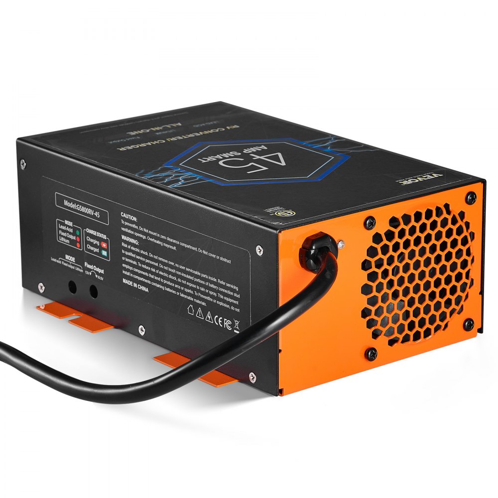 VEVOR RV Converter, 45 Amp, 110V AC to 12V DC RV Power Converter Battery Charger with 4 Stage Smart Charging 13V to 16.5V Adjustable Operating Range, Compatible with Lithium Lead Acid Battery, ETL