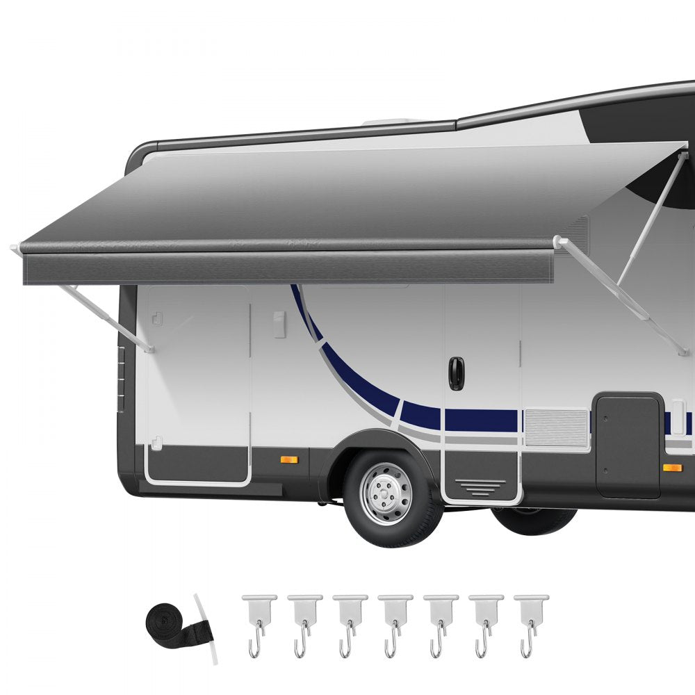VEVOR RV Awning Fabric Replacement, 16' (Fabric 15'2") 18 oz Heavy-Duty Weatherproof Vinyl Camper Awning Replacement, UPF50+ Protection Waterproof Outdoor Canopy for RV, Motorhome, Trailer, Gray Fade
