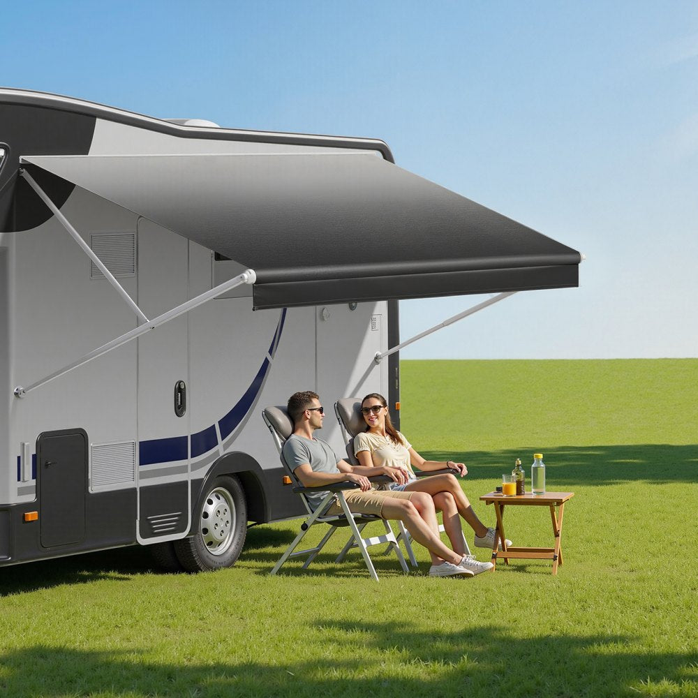VEVOR RV Awning Fabric Replacement, 17' (Fabric 16'2") 18 oz Heavy-Duty Weatherproof Vinyl Camper Awning Replacement, UPF50+ Protection Waterproof Outdoor Canopy for RV, Motorhome, Trailer, Black Fade
