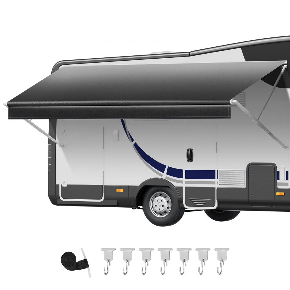 VEVOR RV Awning Fabric Replacement, 17' (Fabric 16'2") 18 oz Heavy-Duty Weatherproof Vinyl Camper Awning Replacement, UPF50+ Protection Waterproof Outdoor Canopy for RV, Motorhome, Trailer, Black Fade