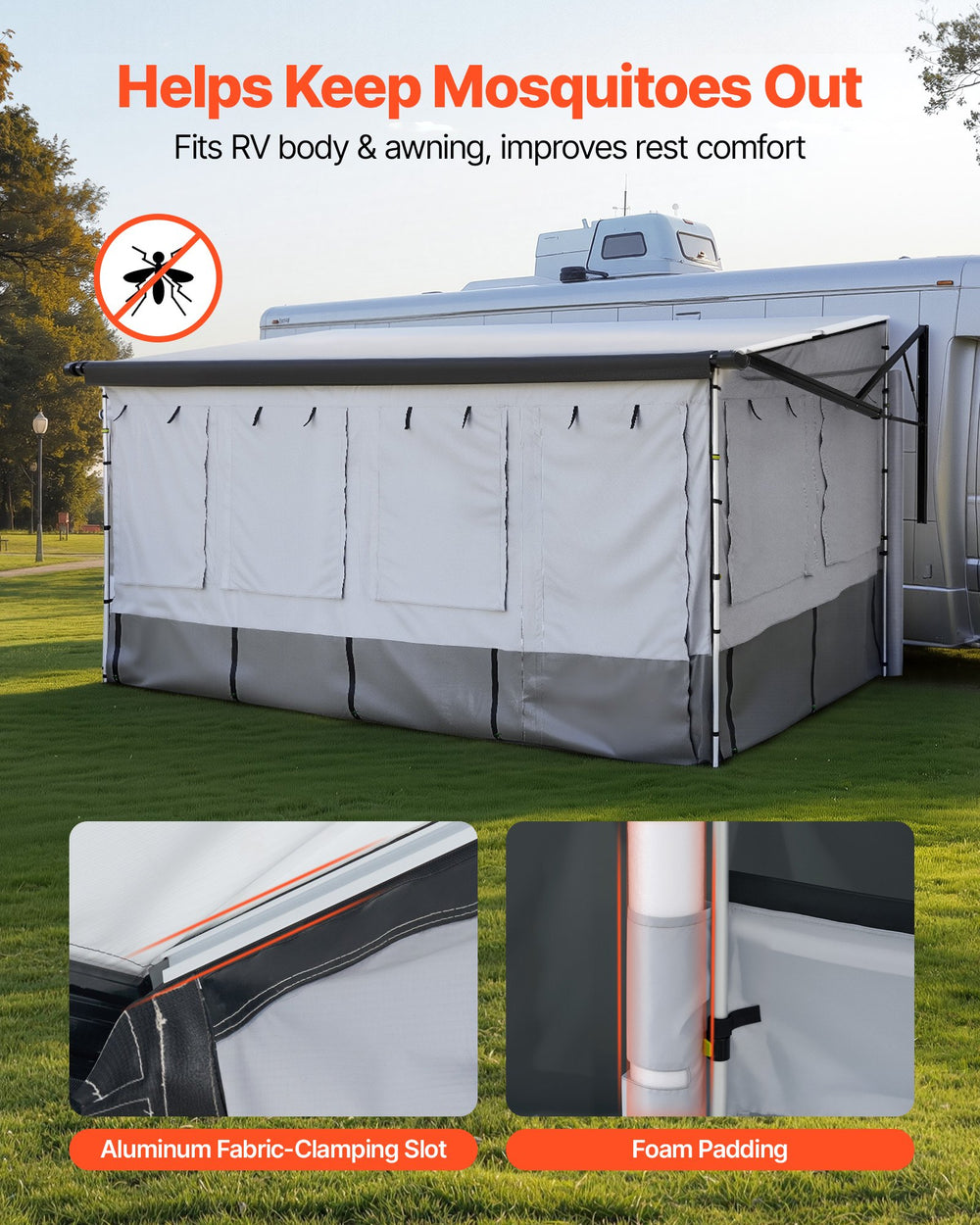 VEVOR RV Awning Sun Shade Room - helps keep mosquitoes out with close-fit design