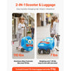 VEVOR Ride-on Luggage, 20 L Capacity, 20 Inches Kids Scooter Suitcase with Flash PU Wheels, Adjustable Handle & TPR Non-Slip Grip, Foldable & Lightweight Scooter Luggage for Kids Aged 5+, Blue