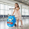 VEVOR Ride-on Luggage, 20 L Capacity, 20 Inches Kids Scooter Suitcase with Flash PU Wheels, Adjustable Handle & TPR Non-Slip Grip, Foldable & Lightweight Scooter Luggage for Kids Aged 5+, Blue