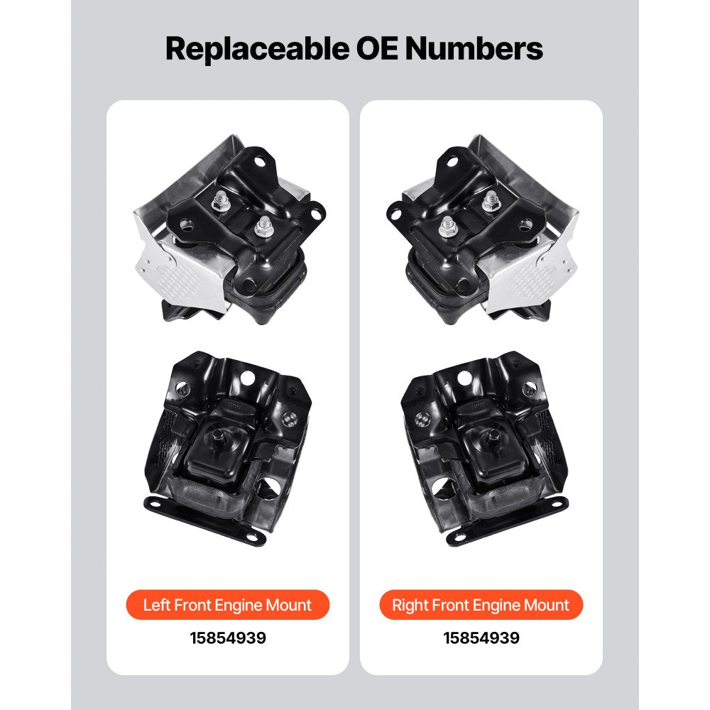 VEVOR Engine Motor Mount Kit Replacement, Set of 2, Compatible with 2007–2013 Chevrolet Silverado 1500 5.3L V8, Replace OE# A5365, A5365, Secure Support, Left and Right Front Mounts