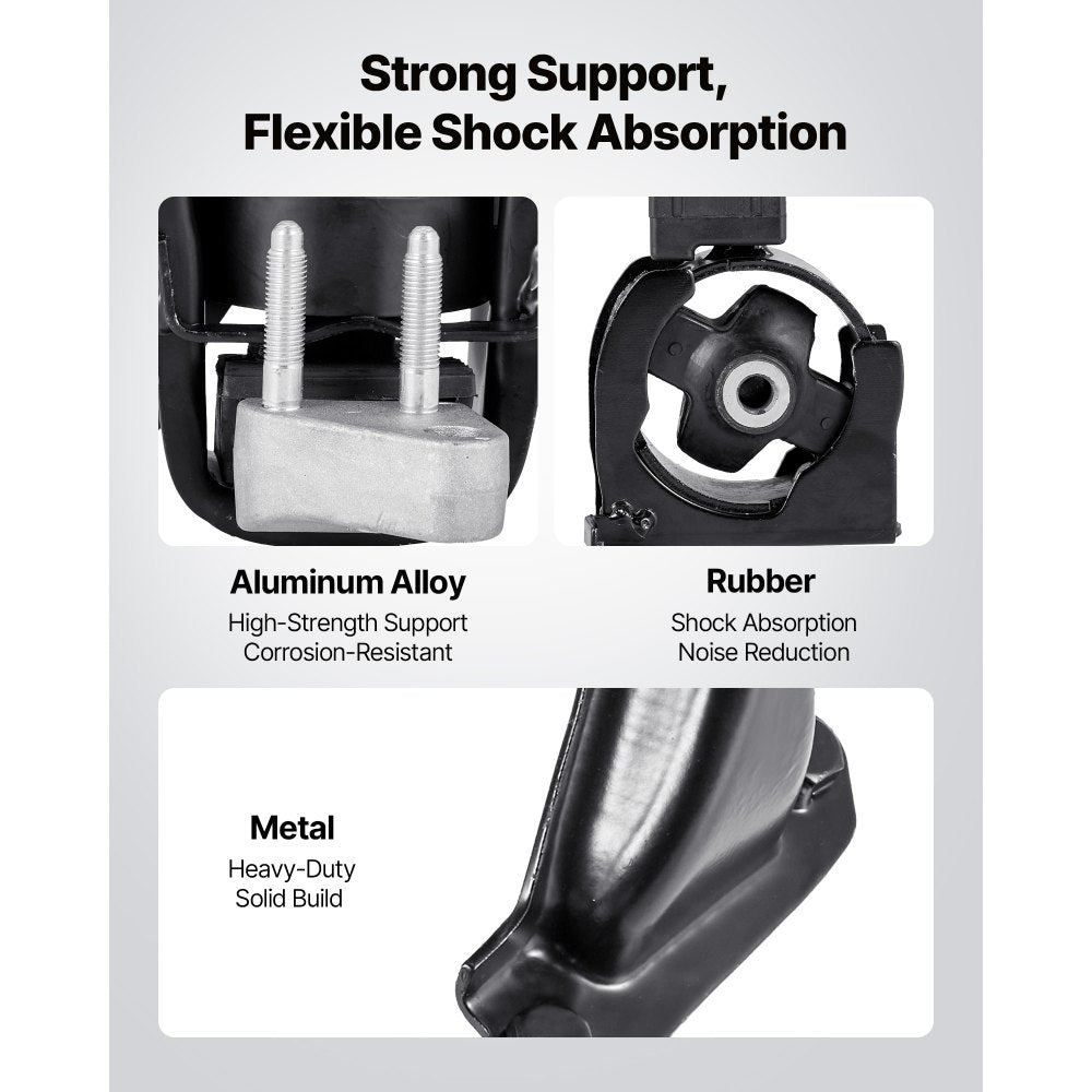 VEVOR Engine and Transmission Motor Mount Kit Replacement, Set of 4, Compatible with 2003–2008 Toyota Corolla 1.8L L4, Replace OE# A4220, A4219, A4218, A4221, Secure Support