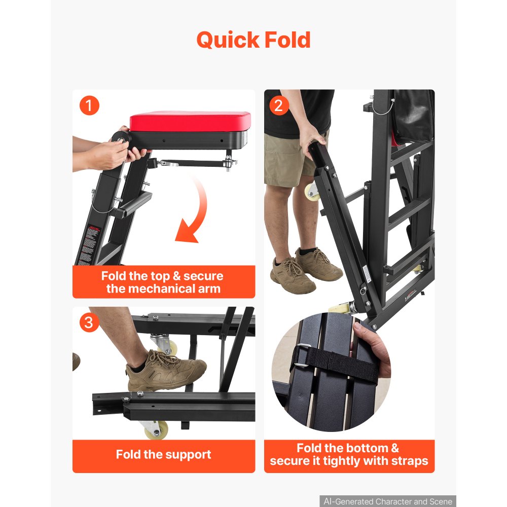 VEVOR Top Automotive Creeper 48"-64" Adjustable with Folding Mechanical Arm, Foldable High Top Engine Creeper, 400LBS Heavy-Duty Support, Stable H-Shaped Base, 6-Wheel Smooth Rolling for Auto Repair