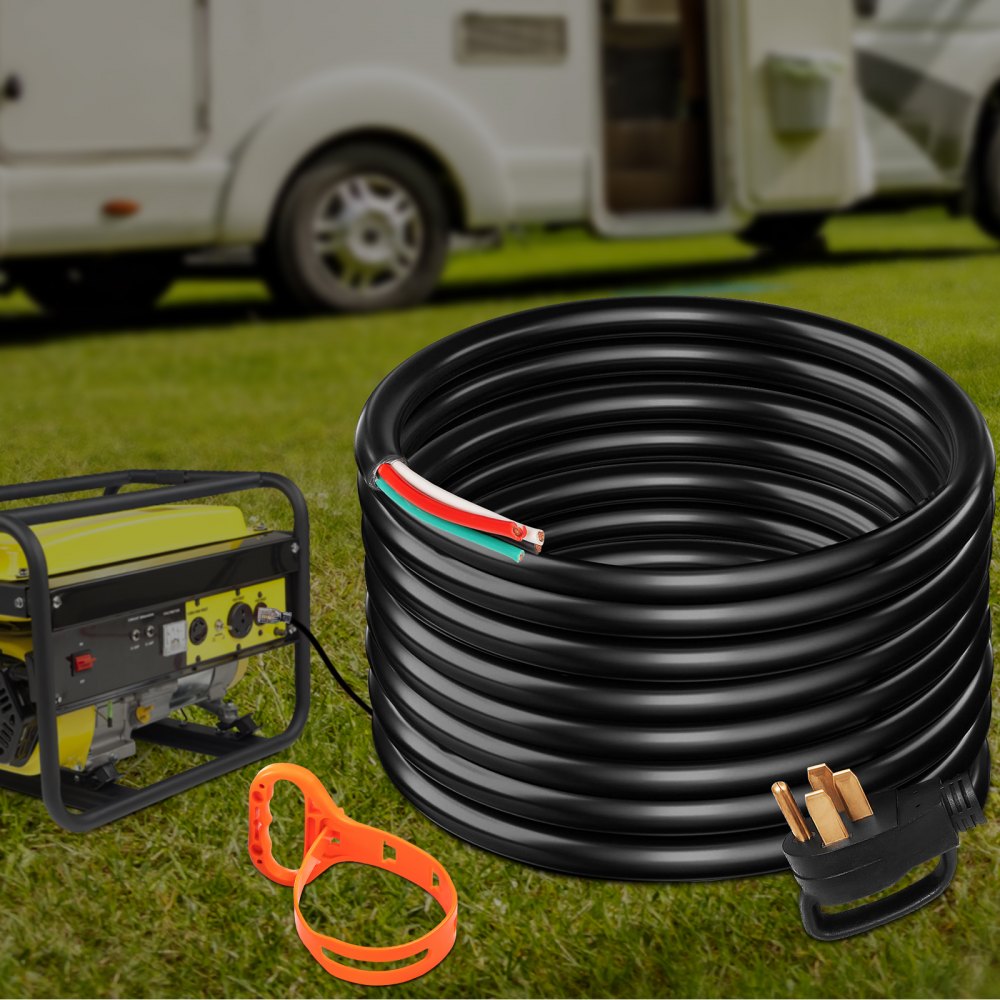 VEVOR 15 ft 50A RV Camp Power Cord Generator Cord 6/3+8/1 AWG NEMA 14-50P to Bare Wire