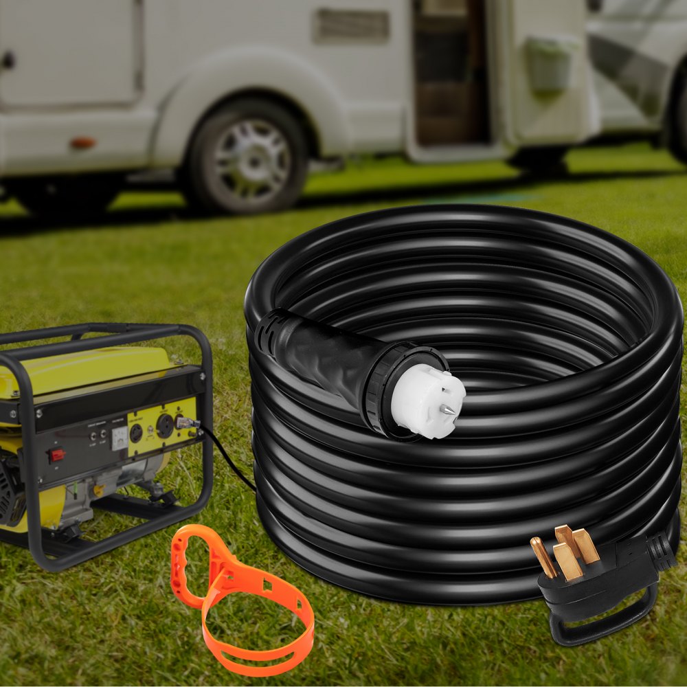 VEVOR 20 FT 50 Amp Generator Cord, STW 6/3 + 8/1 AWG Heavy Duty Extension Cord NEMA 14-50P & SS2-50R & CS6364 Twist Lock, for RV Camper and Generator to House