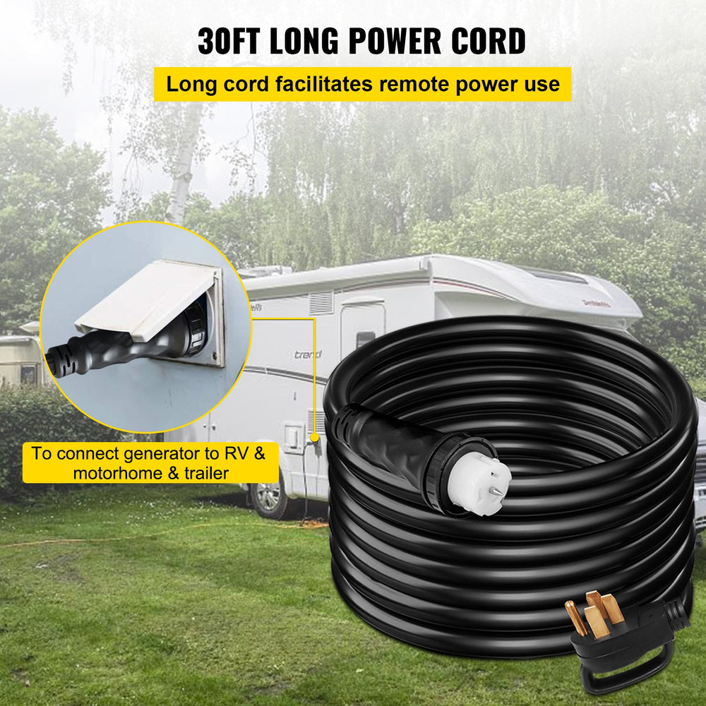 VEVOR 30 FT 50 Amp Generator Extension Cord STW 6/3 + 8/1, 125V 250V Generator Power Cord N14-50P & SS2-50R & CS6364 Twist Lock Connectors