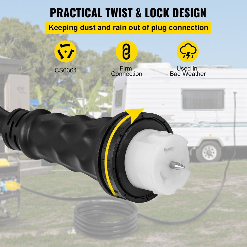 VEVOR 30 FT 50 Amp Generator Extension Cord STW 6/3 + 8/1, 125V 250V Generator Power Cord N14-50P & SS2-50R & CS6364 Twist Lock Connectors