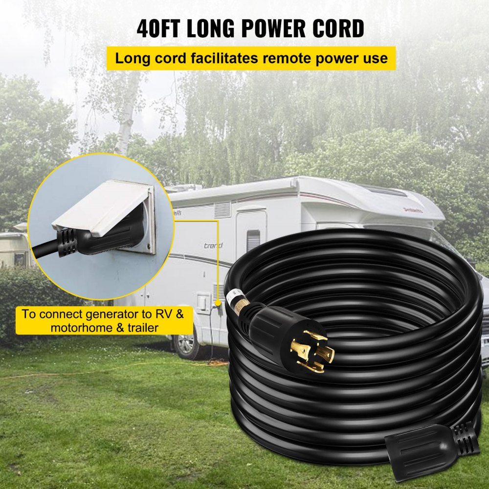 VEVOR Generator Extension Cord 40 Foot 10 Gauge Extension Wire 30 Amp SJTW Cable