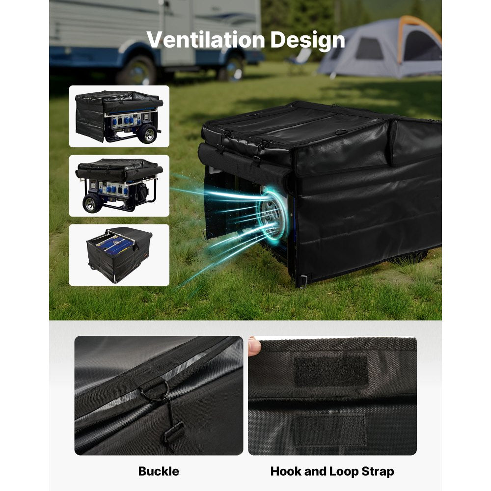 VEVOR Generator Cover, 34 x 26 x 21 Inch Waterproof Universal Generator Cover for Most Generators 3500-12000 Watt, Portable Generator Running Cover with Heavy Duty Thicken 420D Oxford Fabric, Black