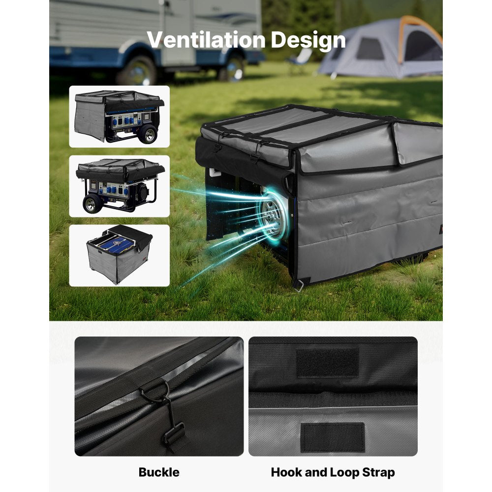 VEVOR Generator Cover, 34 x 26 x 21 Inch Waterproof Universal Generator Cover for Most Generators 3500-12000 Watt, Portable Generator Running Cover with Heavy Duty Thicken 420D Oxford Fabric, Grey