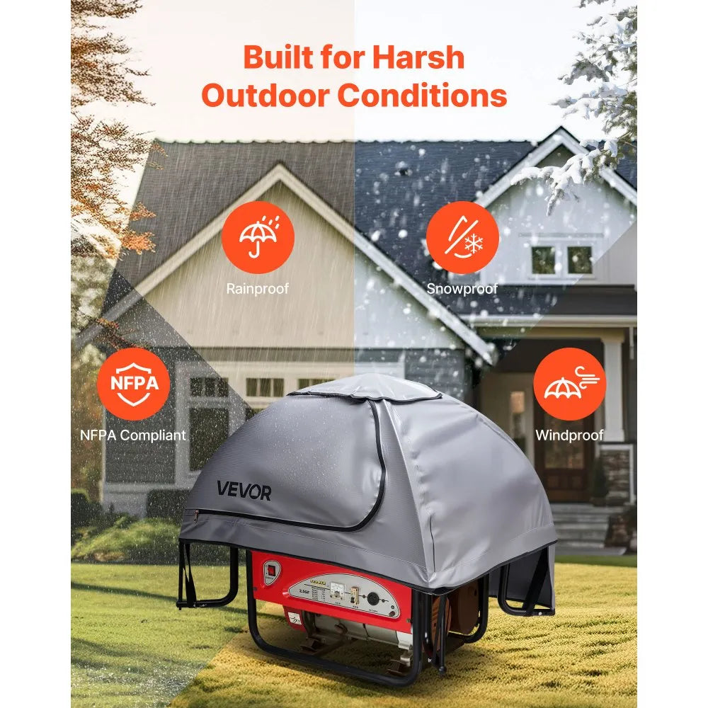 VEVOR Generator Cover, 36 x 26 x 26 Inch Waterproof  Generator Cover for Most Generators 70-108 Inches Perimeter, Portable Generator Running Cover with Heavy Duty Thicken Oxford Fabric, Grey
