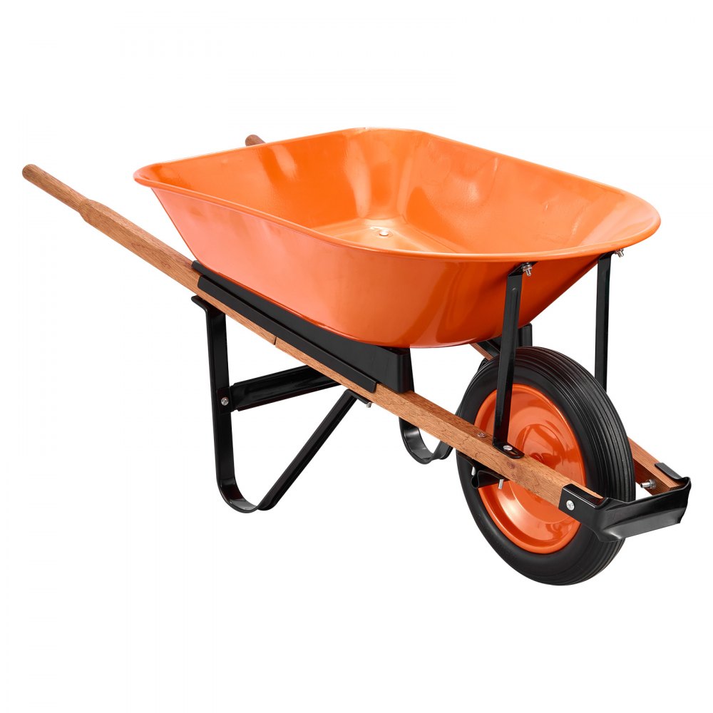 VEVOR Wheelbarrow Cart, 5 Cu. Ft. Load & 330 lbs Capacity, One Wheel Garden Dump Cart, Garden Wagon with Metal Handle &  16" Wide Track Wheels, Easy Loading Utility Yard Cart & Wagons for Lawn Farm