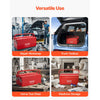 VEVOR Metal Tool Box, 14-inch, 2-Tier 3-Tray Portable Folding Tool Chest Organizer with Handle & Lock Hole, Powder Coated Steel, Cantilever Toolbox for Household Factory Warehouse Repair Shop, Red