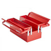 VEVOR Metal Tool Box, 14-inch, 2-Tier 3-Tray Portable Folding Tool Chest Organizer with Handle & Lock Hole, Powder Coated Steel, Cantilever Toolbox for Household Factory Warehouse Repair Shop, Red
