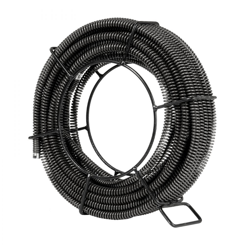 VEVOR Drain Cleaning Cable 66 FT x 5/8 Inch, Professional Sectional Drain Cleaner Cable with 7 Cutters for 0.8" to 3.9" Pipes, Hollow Core Sewer Drain Auger Cable for Sink, Floor Drain, Toilet