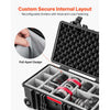 VEVOR Weatherproof Hard Case 21.85 x 13.58 x 9.84 in All Weather Waterproof, for Drones, Camera and Equipment, Heavy Duty Protective Dry Box with Customizable Dividers, Retractable Handle, IP67, Black