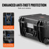 VEVOR Weatherproof Hard Case, Heavy Duty Protective Dry Box Case with Pre-cut Foam, Wheels & Retractable Pull Handles for Travel, Hunt, Military, Tactical, IP67 Waterproof Case for Cameras (64x51x25)