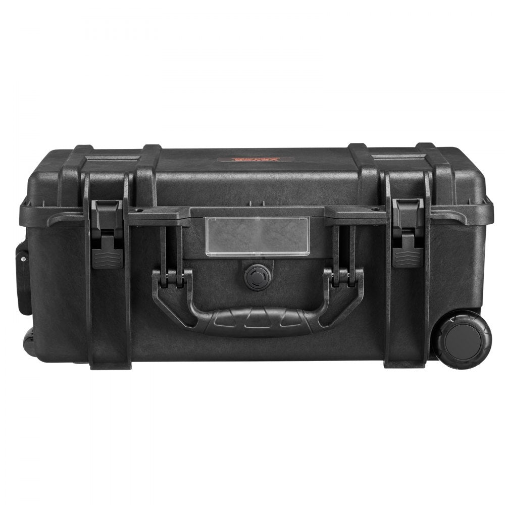 VEVOR Weatherproof Hard Case, Heavy Duty Protective Dry Box Case with Pre-cut Foam, Wheels & Retractable Pull Handles for Travel, Hunt, Military, Tactical, IP67 Waterproof Case for Cameras (64x51x25)