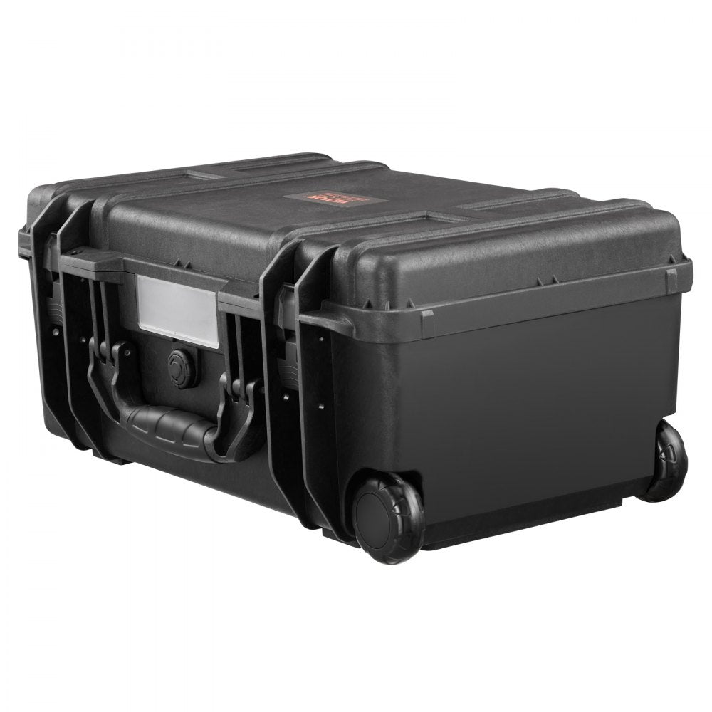 VEVOR Weatherproof Hard Case, Heavy Duty Protective Dry Box Case with Pre-cut Foam, Wheels & Retractable Pull Handles for Travel, Hunt, Military, Tactical, IP67 Waterproof Case for Cameras (64x51x25)