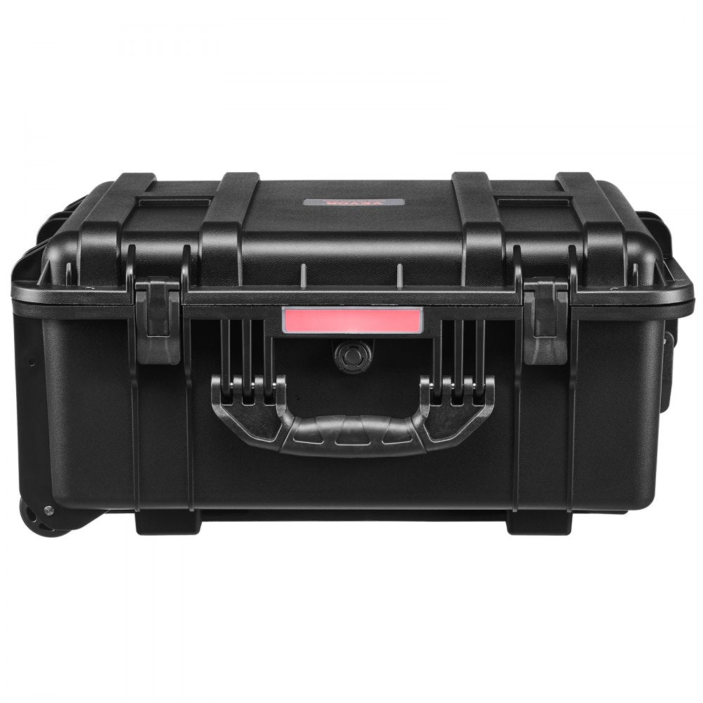 VEVOR Weatherproof Hard Case, Heavy Duty Protective Dry Box Case with Pre-Cut Foam, Wheels & Retractable Pull Handles for Travel, Hunt, Military, Tactical, IP67 Waterproof Case for Cameras(57x45x28)