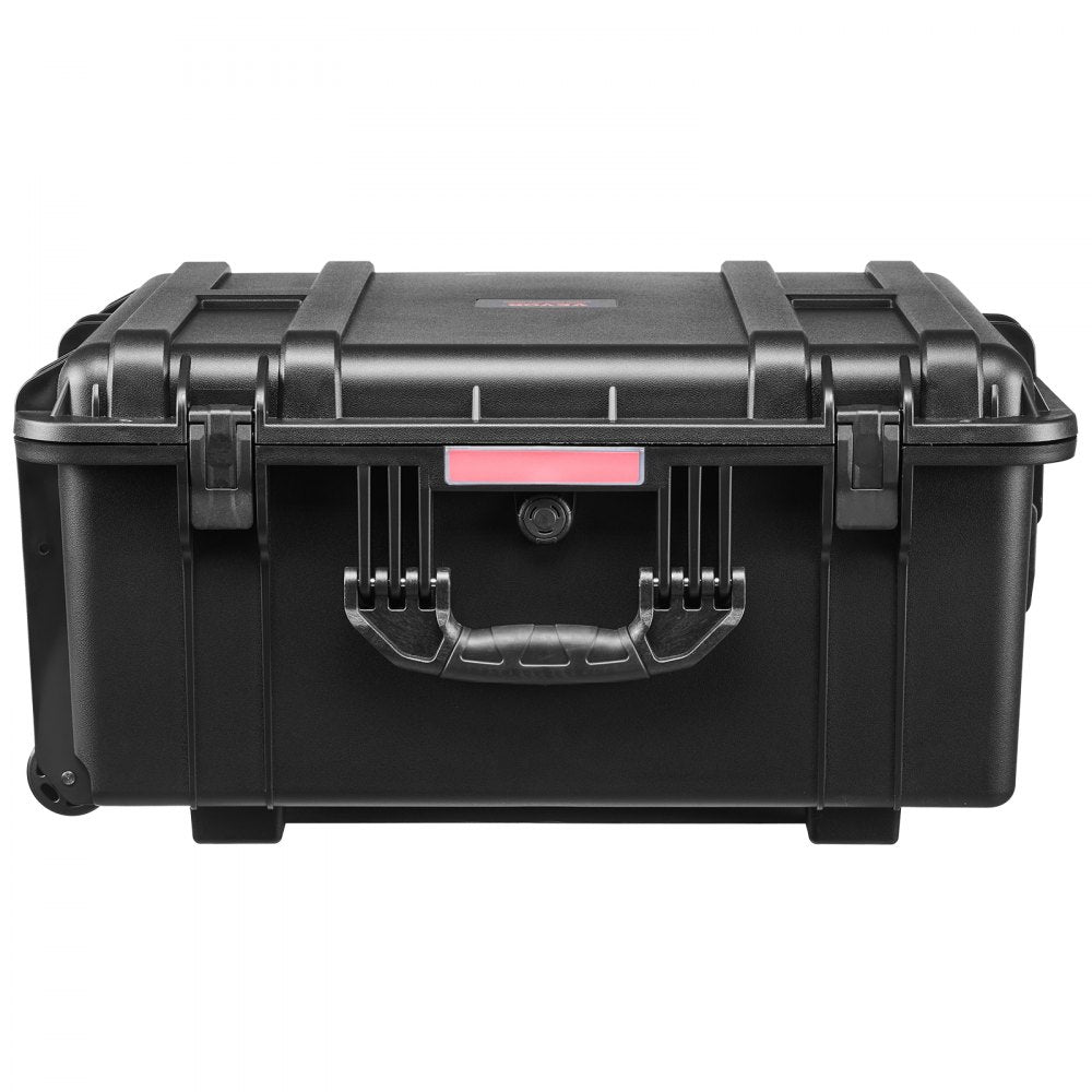 VEVOR Weatherproof Hard Case, Heavy Duty Protective Dry Box Case with Pre-Cut Foam, Wheels & Retractable Pull Handles for Travel, Hunt, Military, Tactical, IP67 Waterproof Case for Cameras(63x50x32)