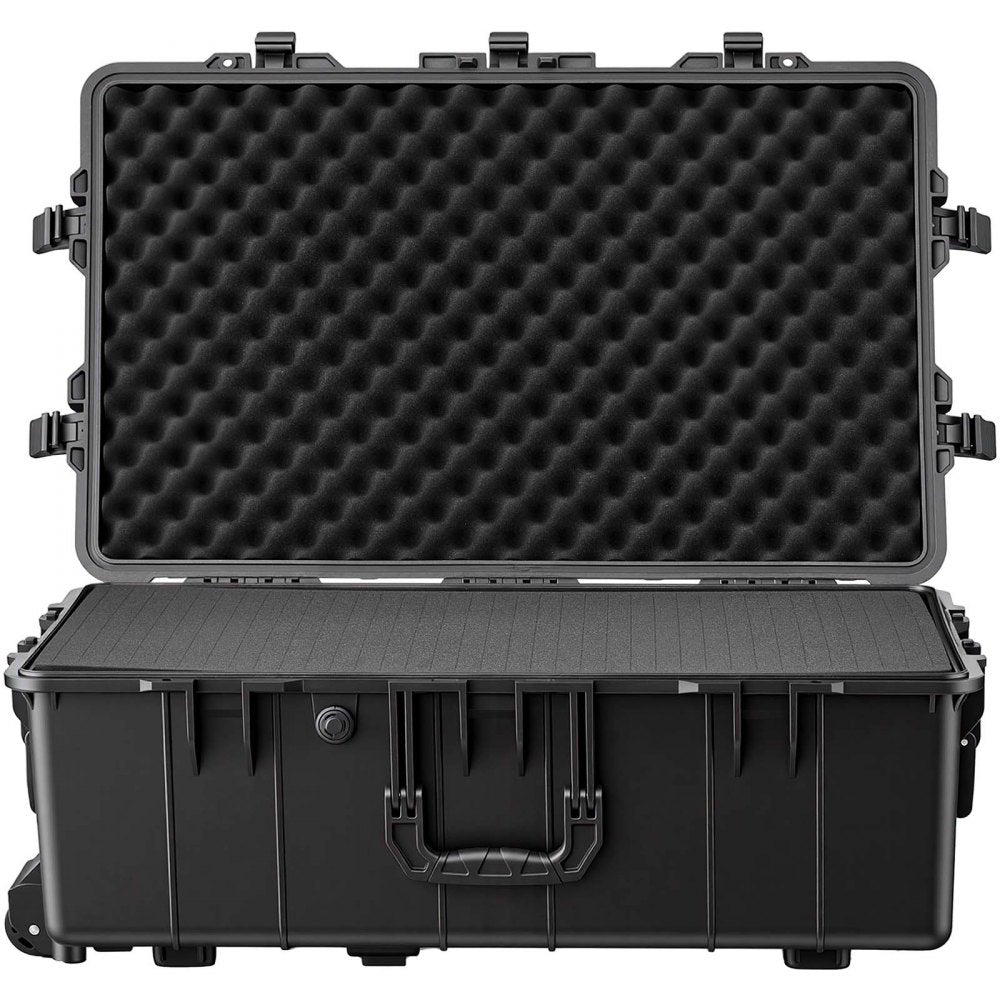 VEVOR Weatherproof Hard Case 31.5 x 20.47 x 12.2 inch with Pre-cut Foam, for Drones, Camera and Equipment, All Weather Waterproof, Heavy Duty Protective Dry Box with Retractable Handle, IP67, Black