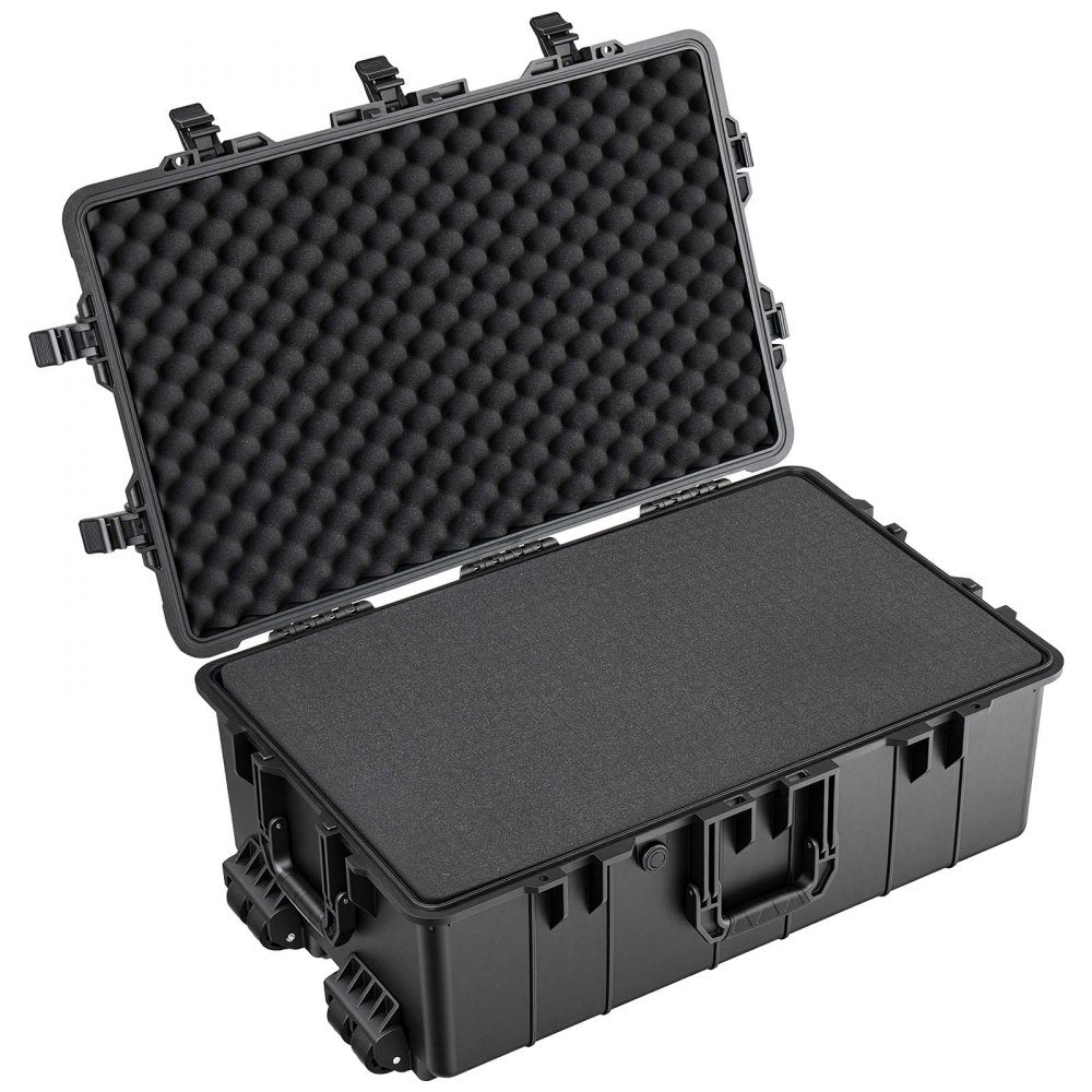 VEVOR Weatherproof Hard Case 31.5 x 20.47 x 12.2 inch with Pre-cut Foam, for Drones, Camera and Equipment, All Weather Waterproof, Heavy Duty Protective Dry Box with Retractable Handle, IP67, Black