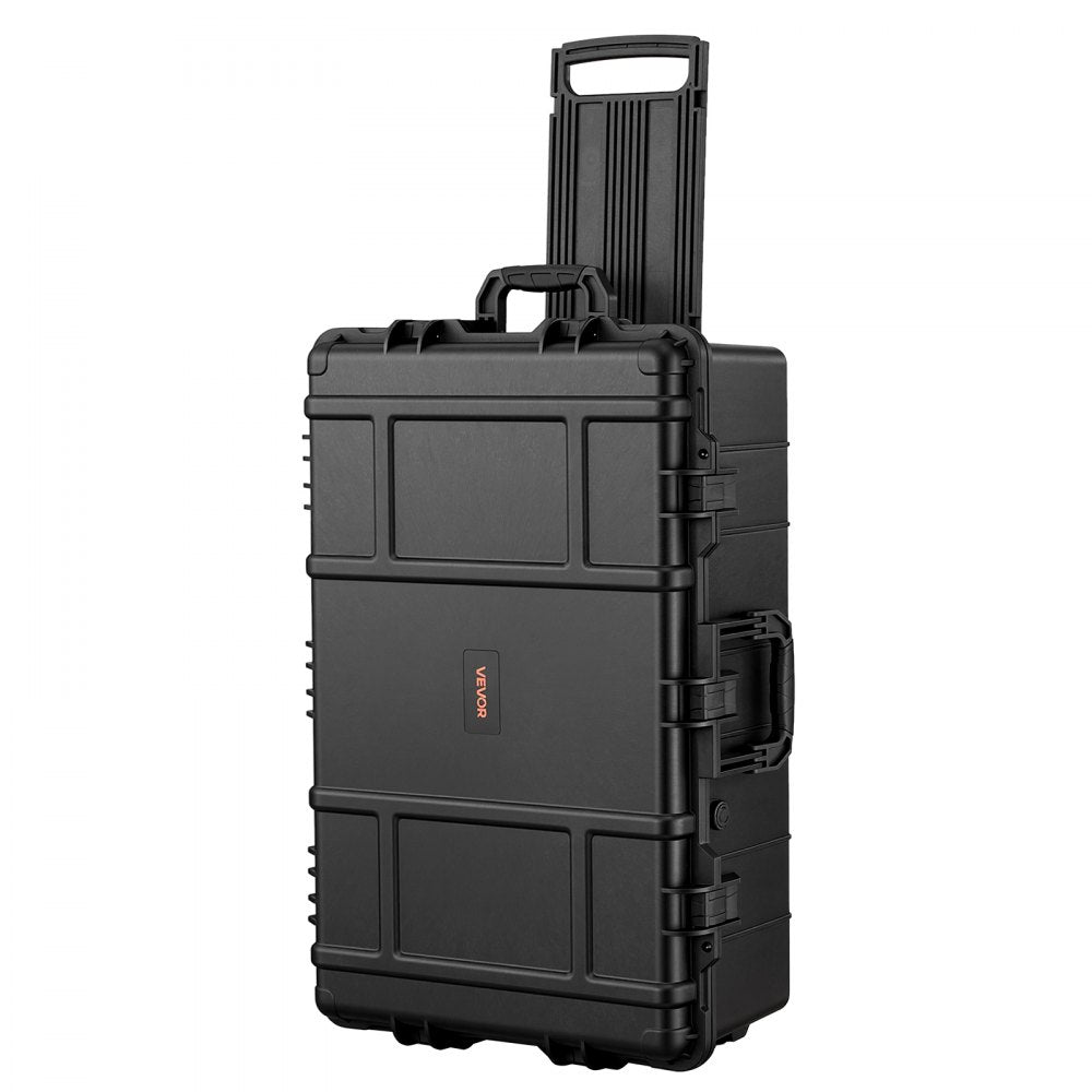 VEVOR Weatherproof Hard Case 31.5 x 20.47 x 12.2 in All Weather Waterproof, For Audio Gear and Outdoor Tools, Heavy Duty Protective Dry Box with Reinforced Latches, Retractable Handle, IP67, Black